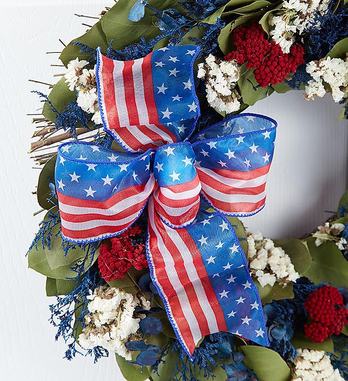 Preserved Red, White and Beautiful Wreath -16"